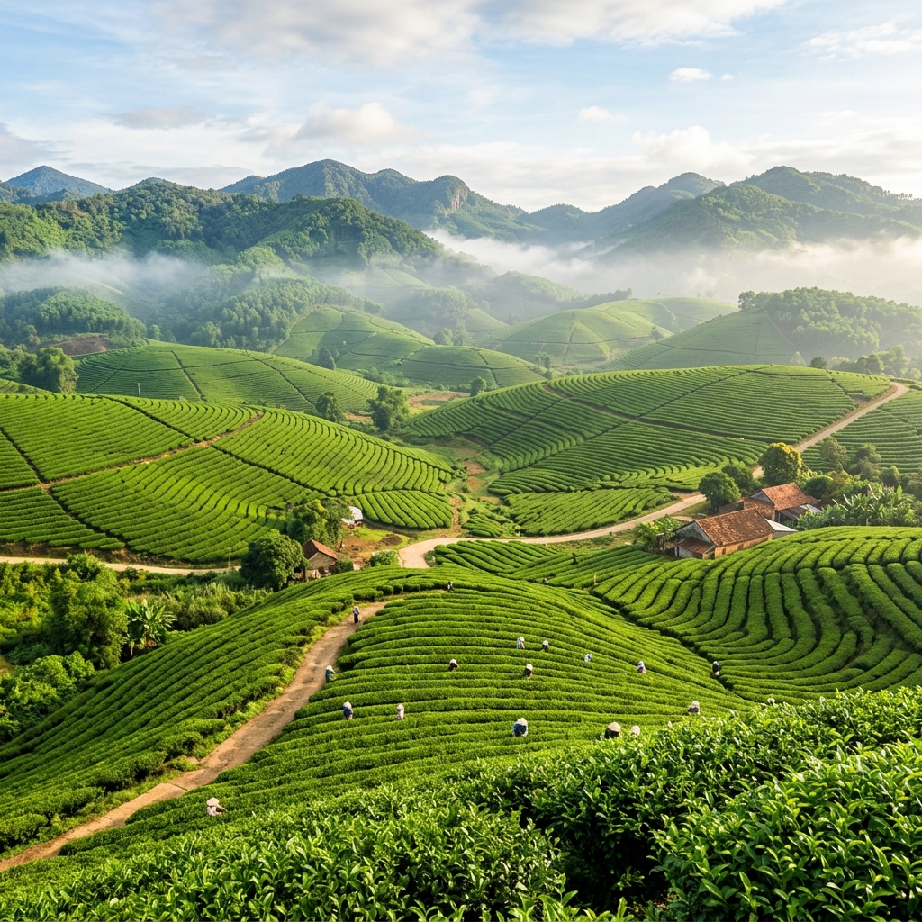Đồi chè xanh mướt tại Phường Nam Gia Nghĩa thích hợp làm Homestay nghỉ dưỡng