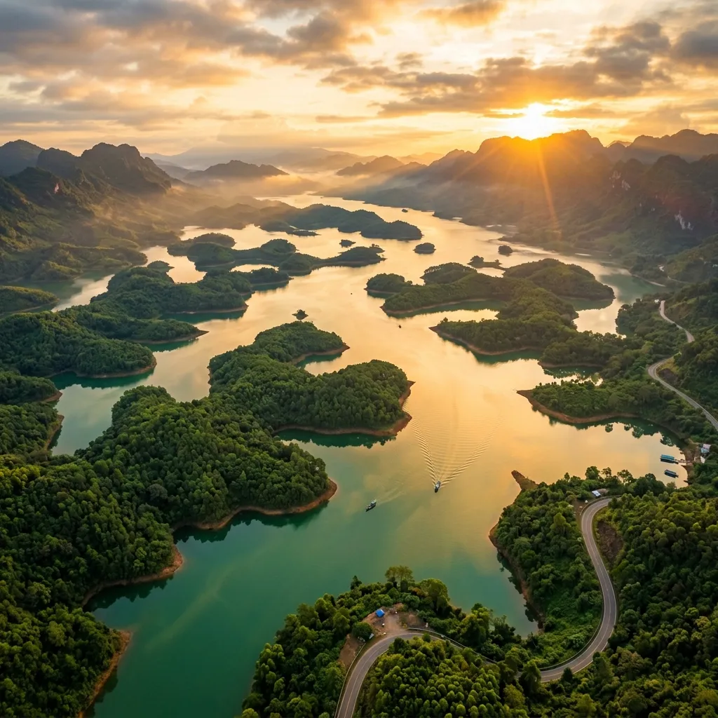 Vùng đồi Quảng Khê giáp mặt nước hồ Tà Đùng, đồi rẫy cà phê và cây công nghiệp trải trên đất bazan đỏ Tây Nguyên